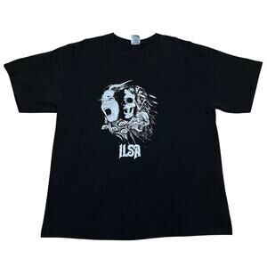 Ilsa Band Shirt Sz XL Black Death Crust Metal Skull Cat Graphic Y2K Rare